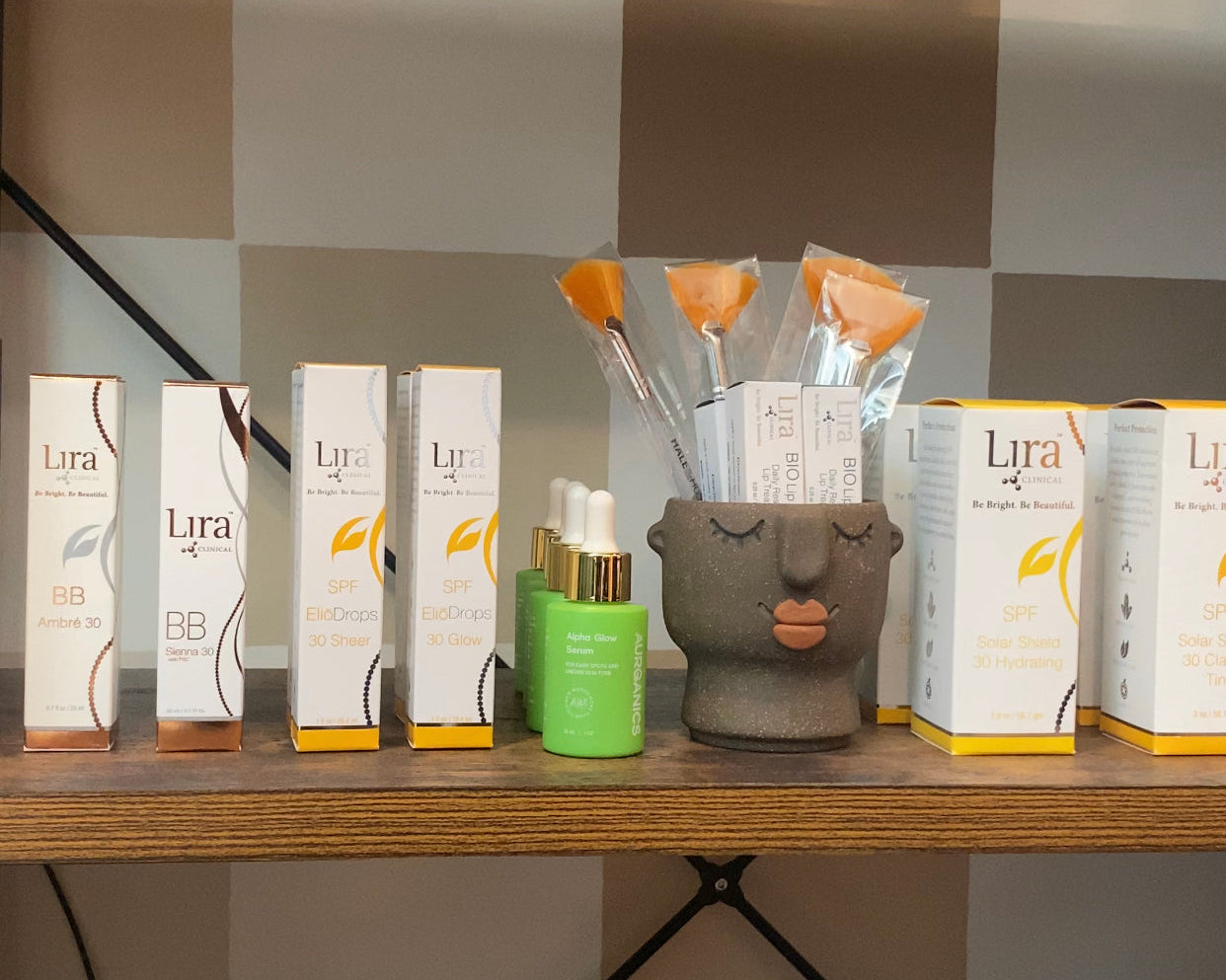 AURGANICS Alpha Glow on the Shelf at A-Peeling Beauty in Raleigh NC Gianna Velletta with Lira Clinical