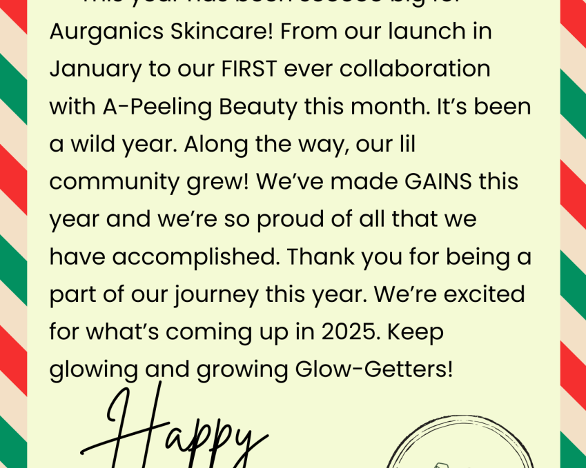 A letter from Sarah - Aurganics