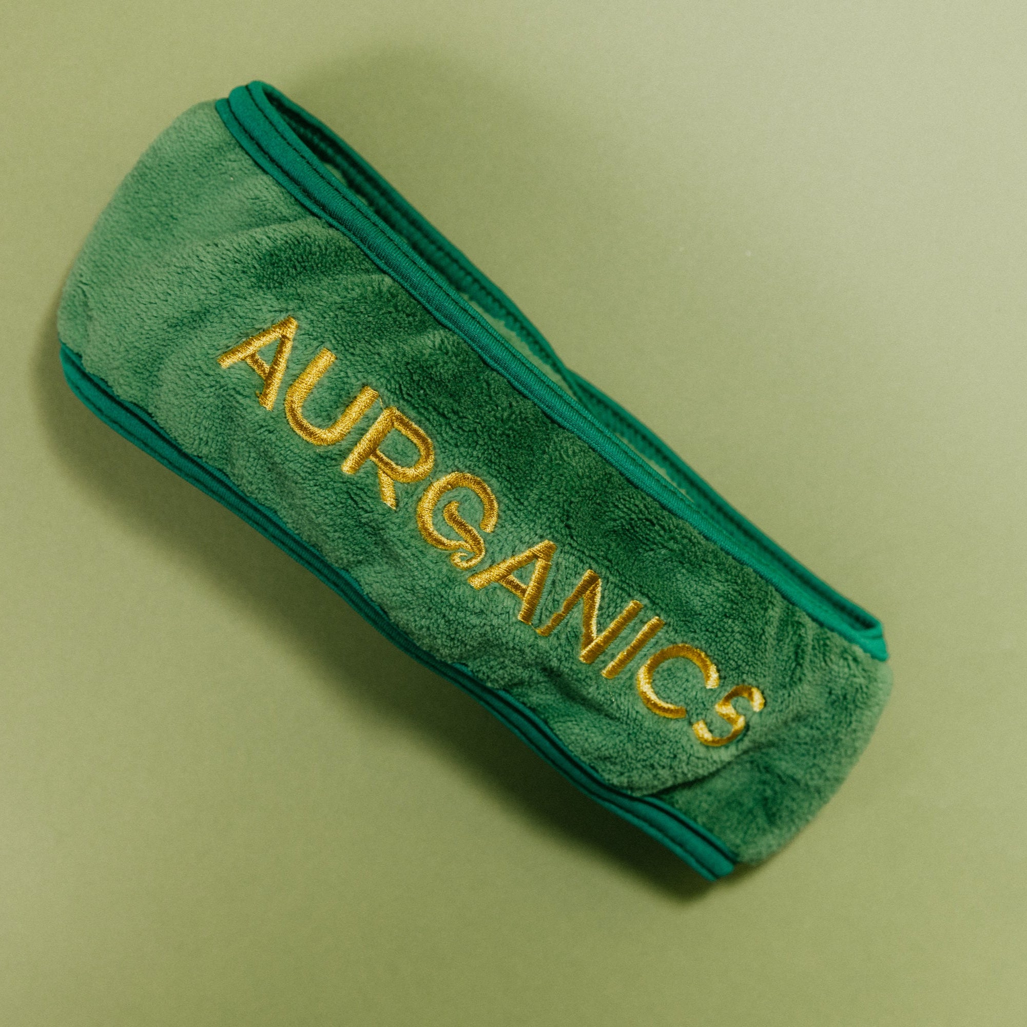 Soft, plush headband for spa day feeling by Aurganics Skincare for melanated glowgetters with sensitive skin